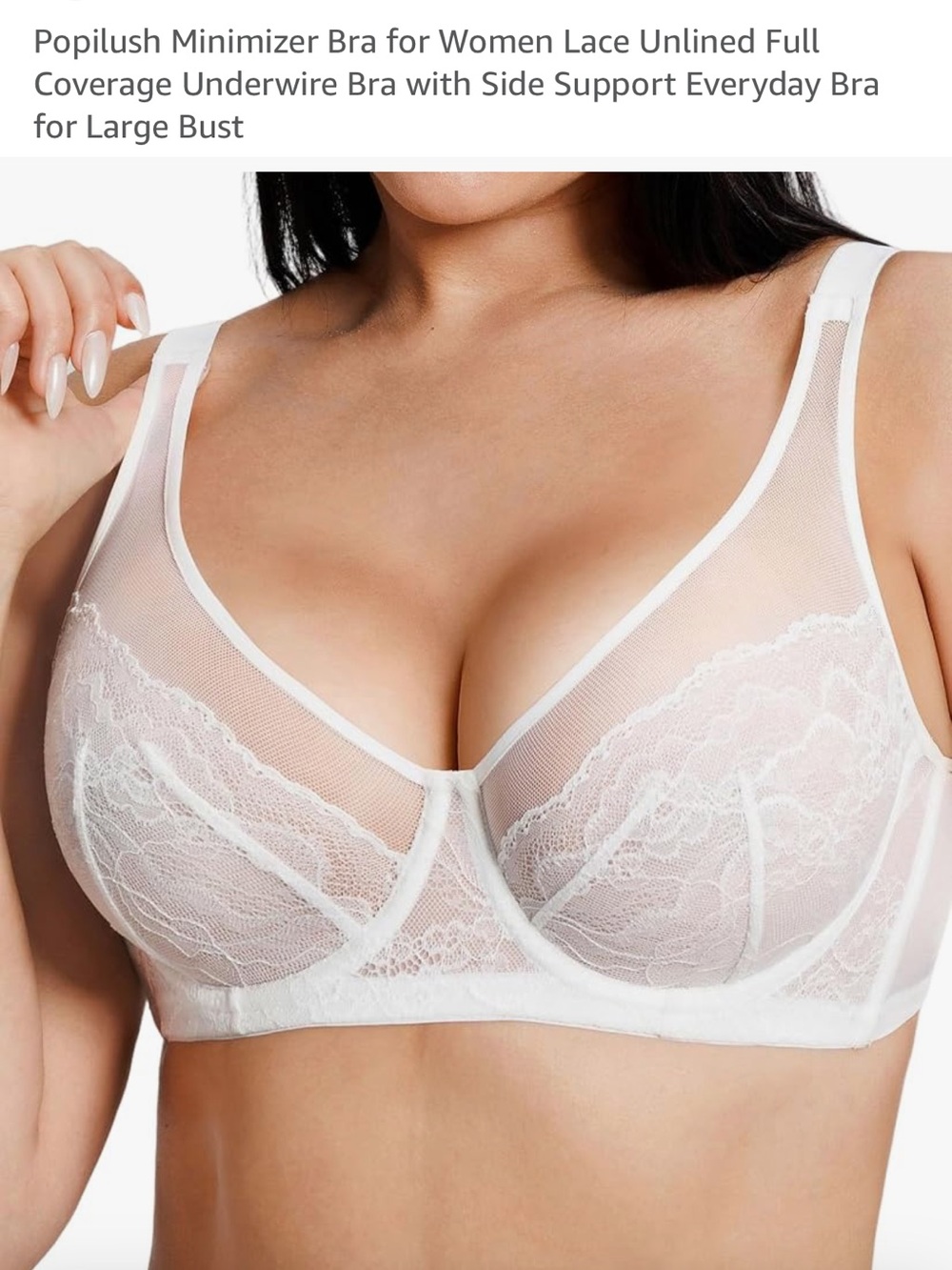 White Lace Minimizer Unlined Underwire Bra